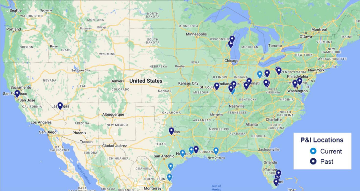 P&I Current & Past Locations